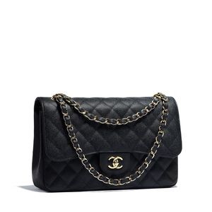 Chanel Classic 2.55 Bag Black Caviar CC logo rare